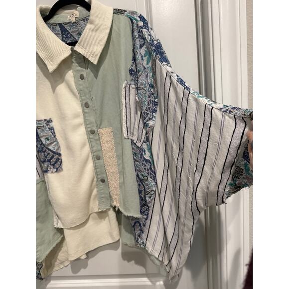 MSRP $125 POL Boho Sleeved Button Down Size L SAME-Plus Size | SAME DAY SHIP - Picture 3 of 7